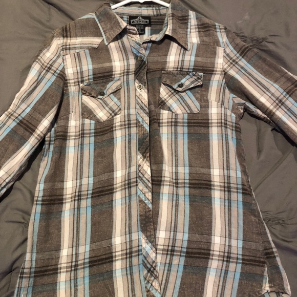 Angie Flannel Button Down Shirt - Picture 1 of 4